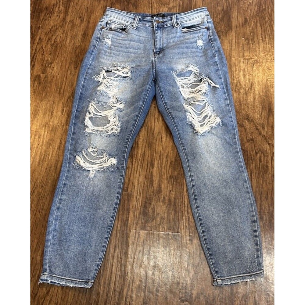 Judy Blue Boyfriend Fit Jeans Women's 7/28 ( 24x 28) Stretch Denim Distressed